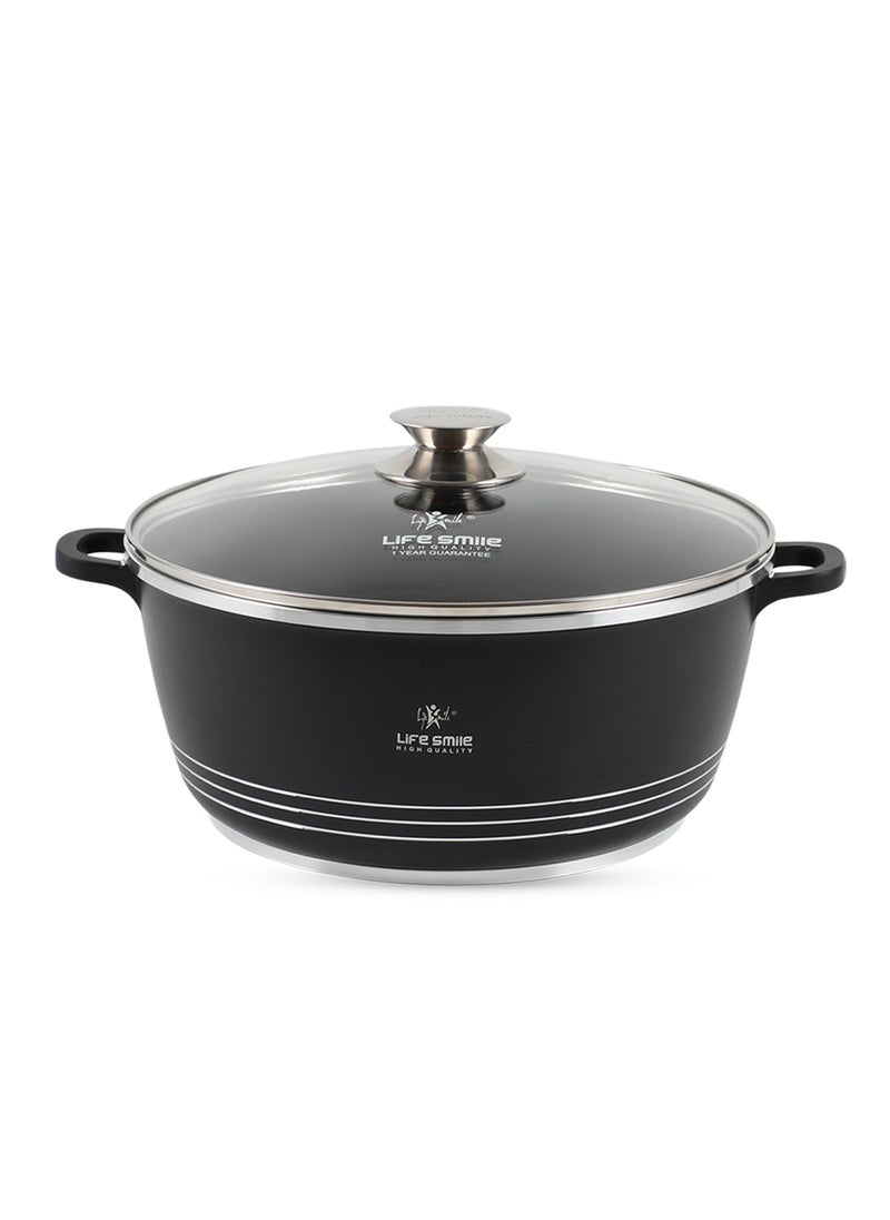 Life Smile Life Smile Ceramic Nonstick Stockpot with Glass Lid, Cookware Cooking Pot, Soup Pot for Soups and Stews Black  - Image 1