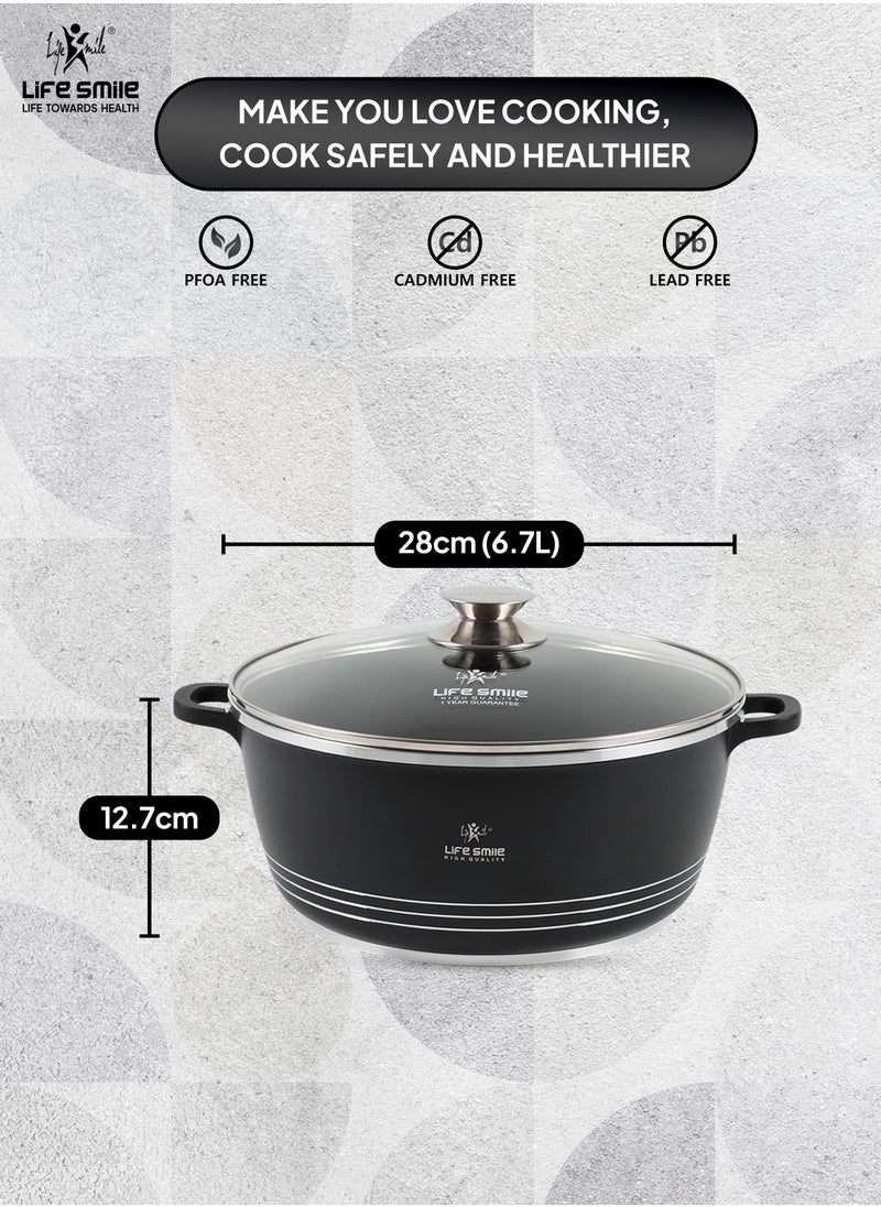 Life Smile Life Smile Ceramic Nonstick Stockpot with Glass Lid, Cookware Cooking Pot, Soup Pot for Soups and Stews Black  - Image 3