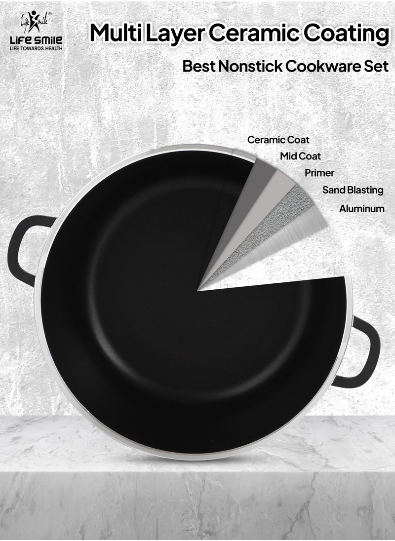 Life Smile Life Smile Ceramic Nonstick Stockpot with Glass Lid, Cookware Cooking Pot, Soup Pot for Soups and Stews Black  - Image 4