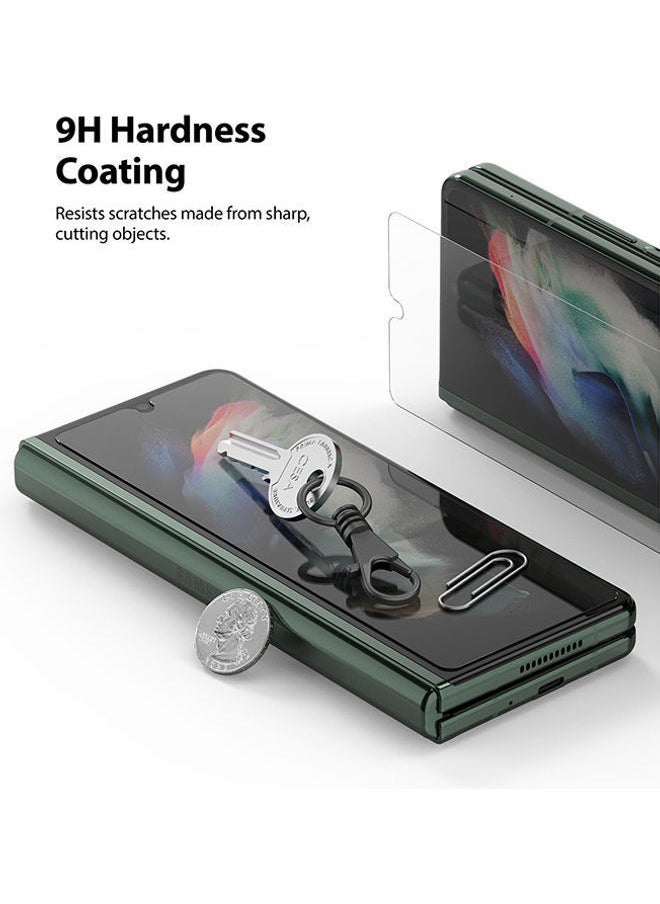 NIBEMINENT Tempered Glass Protector For Samsung Galaxy Z Fold 3 Screen 9H Hardness Full Coverage Bubble-Free Anti Scratch Protective Film Clear  - Image 4