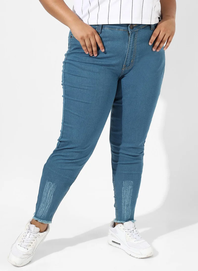 انستافاب بلس جينز نسائي أزرق متوسط الغسيل