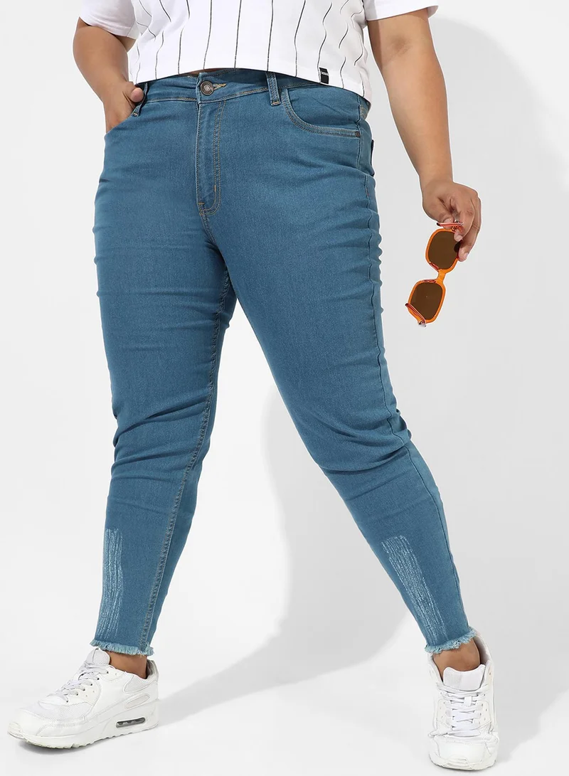 انستافاب بلس جينز نسائي أزرق متوسط الغسيل