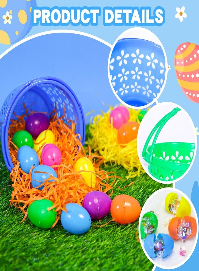 Garma 12 Pack Easter Baskets for kids with 36Pcs Easter Eggs Empty and 60g Easter Grass, Plastic Easter Egg Basket with Handles for Easter Filler Stuffer, Egg Hunt Game, Easter Decorations Party Favors - Image 3