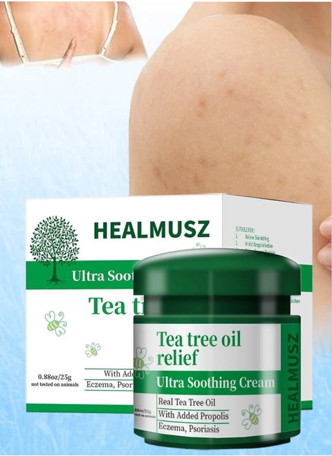 Ultra Soothing Cream Tea Tree Oil Relief Tea Tree Oil Psoriasis Cream Psoriasis Ointment with Tea Tree Oil Relieve Skin Itching and Inhibit Fungal Infection Psoriasis Treatment Lotion Cream 25g