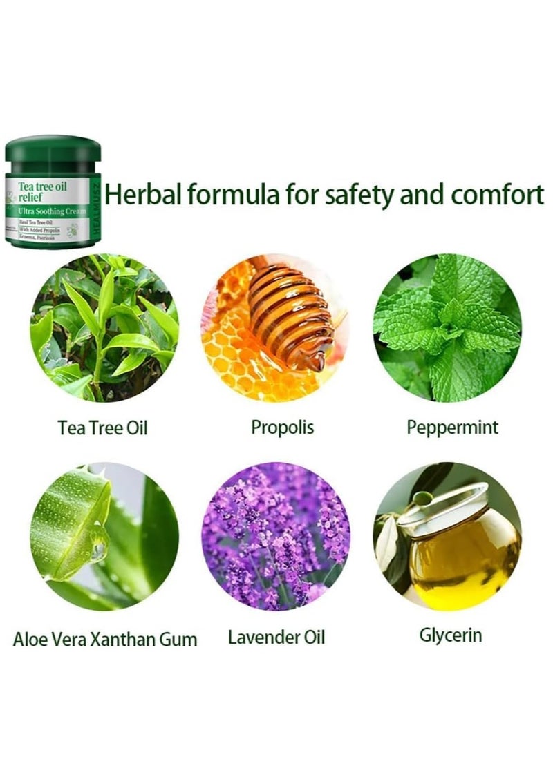 HEALMUSZ - Ultra Soothing Cream Tea Tree Oil Relief Tea Tree Oil Psoriasis Cream Psoriasis Ointment with Tea Tree Oil Relieve Skin Itching and Inhibit Fungal Infection Psoriasis Treatment Lotion Cream 25g - Image 1