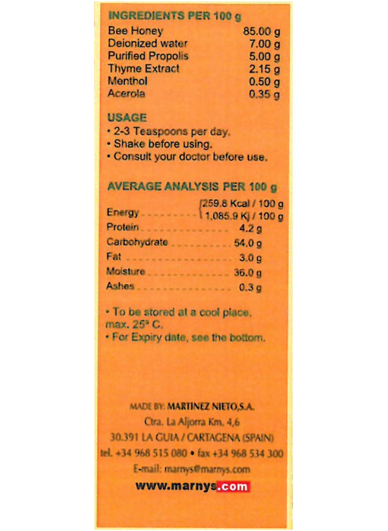 MARNYS - Propolsaft Natural Cough Relief Syrup With Propolis And Honey Immune Support 125 ml - Image 1