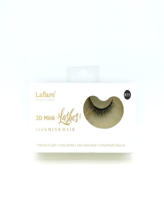 Laflare رموش لافلير 3D 100% مَنك حقيقية، مصنوعة يدويًا، خفيفة، طبيعية، تدوم طويلًا، سهلة التطبيق (K11) - Image 1