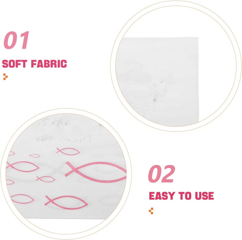 Uonlytech Disposable Paper Napkins 33x33cm 3-ply Foil Silver Flying Fish Design Party Dinner Napkins for Wedding Reception Event Catering Supplies - Image 3