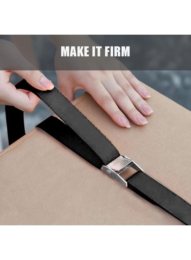 Black Orange Heavy Duty Adjustable Tie Down Strap with Metal Buckles 78 74 Inch - Image 5