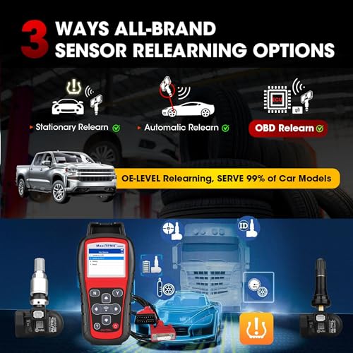 Autel MaxiTPMS TS508WF Complete with 4 pcs Duel Frequency Rubber MX Sensor, MX Sensor Programming TPMS Diagnostic OBD Relearn Activate Read Copy TPMS Sensor Read/Clear TPMS DTCs, Better TS501 Pro