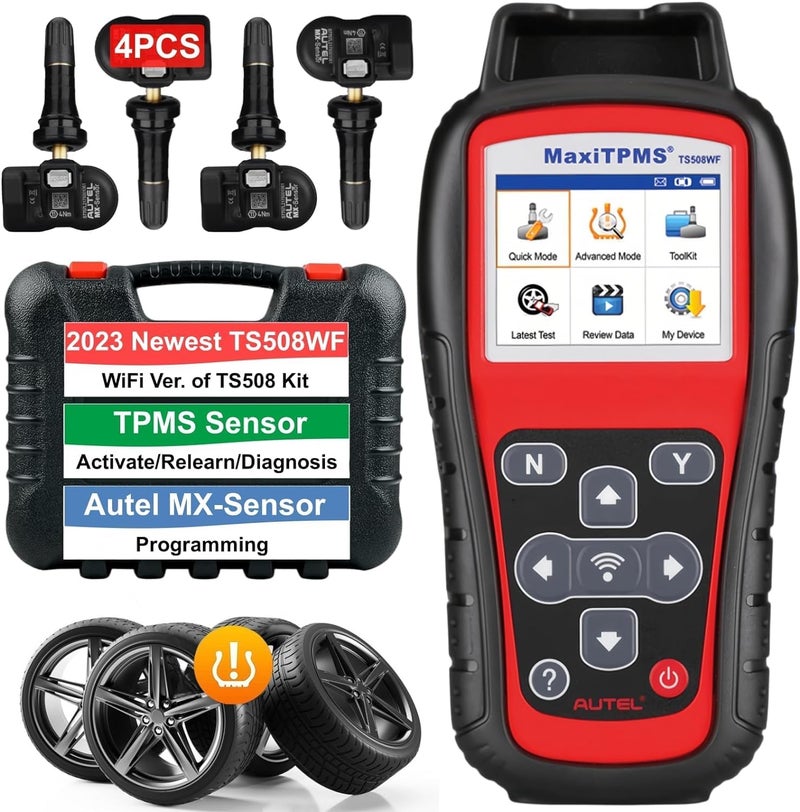 Autel Autel MaxiTPMS TS508WF Complete with 4 pcs Duel Frequency Rubber MX Sensor, MX Sensor Programming TPMS Diagnostic OBD Relearn Activate Read Copy TPMS Sensor Read/Clear TPMS DTCs, Better TS501 Pro - Image 1
