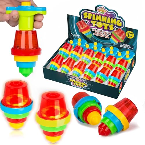 IPIDIPI TOYS Spineez Light Up Spinning Tops 12Pack LED Spinner Toys Birthday Party Favors for Kids Goodie Bag Stuffers School Prizes for Boys and Girls Red - Image 1