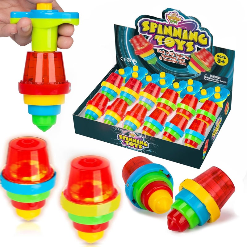 IPIDIPI TOYS Spineez Light Up Spinning Tops 12Pack LED Spinner Toys Birthday Party Favors for Kids Goodie Bag Stuffers School Prizes for Boys and Girls Red - Image 2