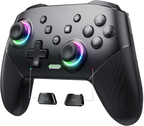 VOYEE Switch Controller Wireless, Pro Controllers Compatible with Switch 2/Lite/OLED/PC, One-Key Pairing Gamepad with 9-Color RGB LEDs 1000mAh Battery 6-Axis Motion Wake Up Function - Image 1