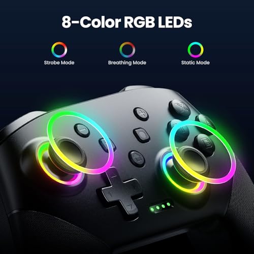VOYEE Switch Controller Wireless, Pro Controllers Compatible with Switch 2/Lite/OLED/PC, One-Key Pairing Gamepad with 9-Color RGB LEDs 1000mAh Battery 6-Axis Motion Wake Up Function - Image 2