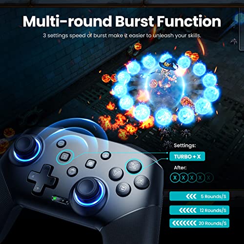 VOYEE Switch Controller Wireless, Pro Controllers Compatible with Switch 2/Lite/OLED/PC, One-Key Pairing Gamepad with 9-Color RGB LEDs 1000mAh Battery 6-Axis Motion Wake Up Function - Image 5