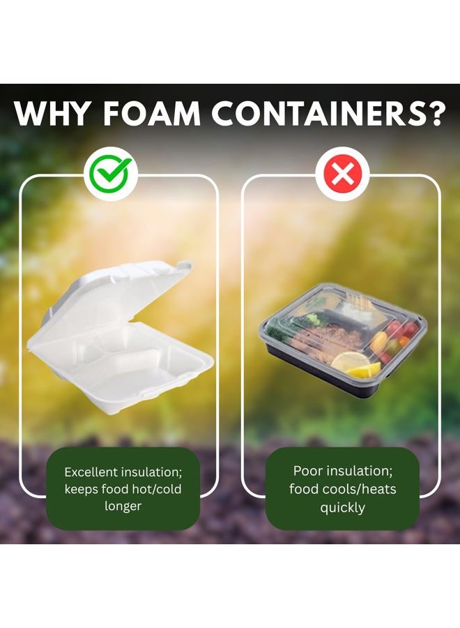 Concession Essentials Foam Containers 3 Compartment / 9" x 9" x 3.5" - Pack of 15ct - Image 5