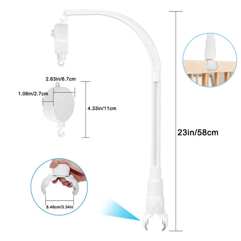 AFUNTA 23 Inch Baby Mobile for Crib Adjustable RotatableCrib Mobile Arm with Music Box Crib Mobile for Baby Nursery Decor - Image 3