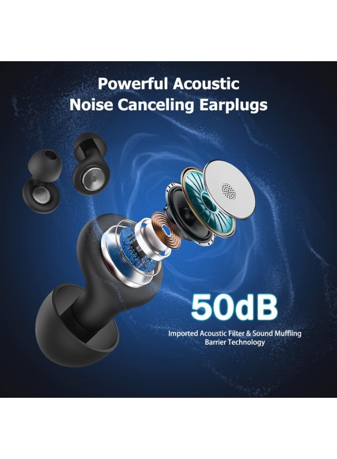 Ear Plugs for Sleeping, Noise Cancelling Ear Plugs for Noise Reduction, Reusable Silicone Sleeping Earplugs for Snoring, Concert, Shooting & Plane Travel with Eartips Case - Image 2