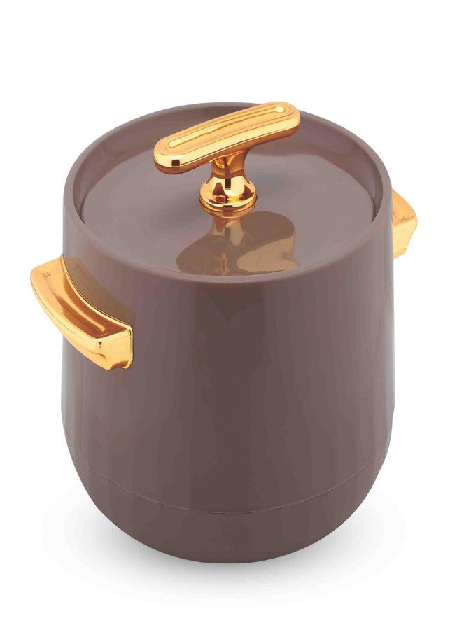 WARMEO طاجن وارميو بيرل دائري الشكل من الفولاذ المقاوم للصدأ، عبوة من قطعة واحدة (1400 مل، لون الشوكولاتة المثلجة) خالٍ من مادة BPA | عزل حراري متطور من البولي يوريثان | يحافظ على الطعام ساخنًا وطازجًا لساعات طويلة | مناسب لتحضير الشاباتي، والروتي، والبرياني، وغيرها - Image 1