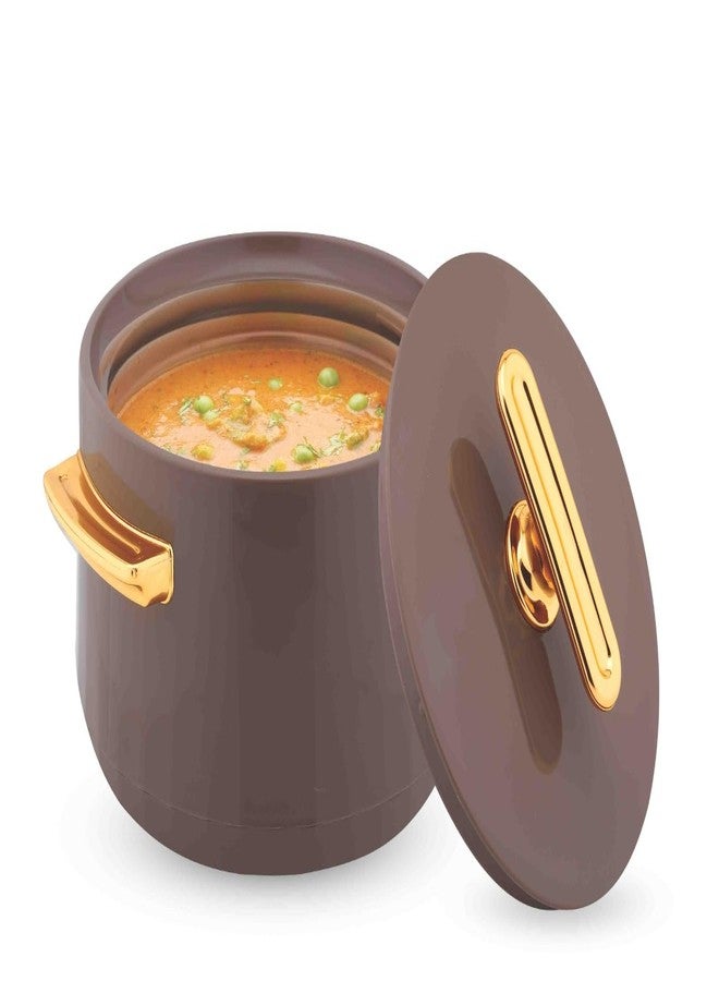 WARMEO طاجن وارميو بيرل دائري الشكل من الفولاذ المقاوم للصدأ، عبوة من قطعة واحدة (1400 مل، لون الشوكولاتة المثلجة) خالٍ من مادة BPA | عزل حراري متطور من البولي يوريثان | يحافظ على الطعام ساخنًا وطازجًا لساعات طويلة | مناسب لتحضير الشاباتي، والروتي، والبرياني، وغيرها - Image 5