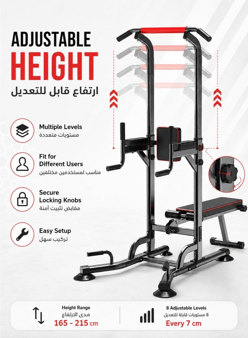 البيض برو جهاز لياقة منزلية شامل متعدد الوظائف مع مقعد وبار شدّ  ومحطة دفع - لمعدات اللياقة البدنية وبناء القوة في الجيم المنزلي - Image 5
