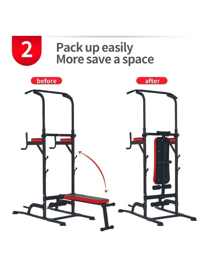 EGG PRO Multifunction Power Tower with Bench Pull Up Bar Dip Station for Home Gym Workout Strength Training Fitness Equipment - Image 4