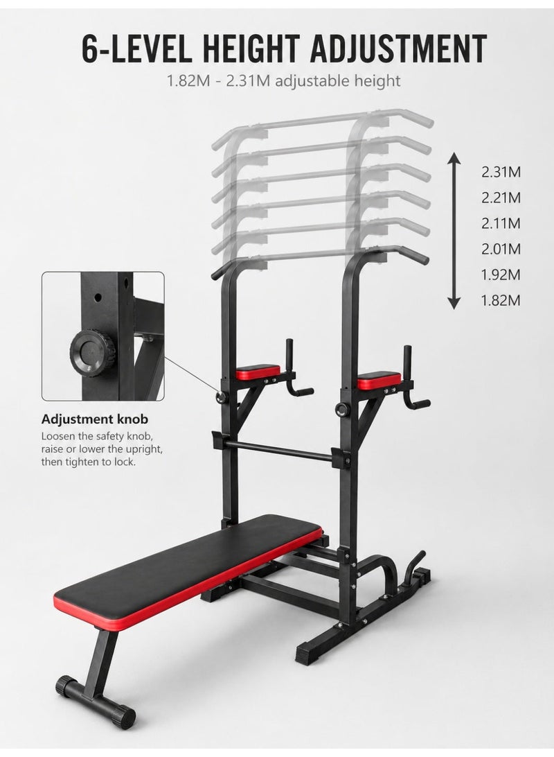EGG PRO Multifunction Power Tower with Bench Pull Up Bar Dip Station for Home Gym Workout Strength Training Fitness Equipment - Image 4