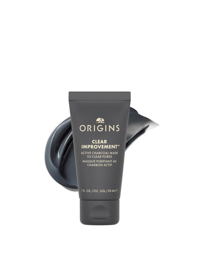 Origins Clear Improvement Active Charcoal Mask to Clear Pores | Purifies & Reduces Excess Oil | With Bamboo Charcoal | Travel Size, 1 Fl Oz - Image 1