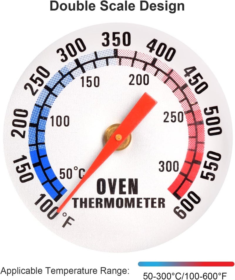 eWINNER Transparent body eWINNER Precision Oven Thermometers Large Dial Oven Grill Monitoring Cooking Thermometer with Dual-Scale 50-300°C/100-600°F for BBQ Baking, Hooks or Stands Alone Thermometers Durable Steel Extra part combo compatible - Image 2