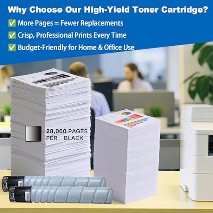 2-PACK TN328K TN328 TN330 TN626 TN628 HIGH YIELD BLACK TONER CARTRIDGE(AAV8130)COMPATIBLE WITH KONICA MINOLTA BIZHUB C250I C251I C300I C301I C360I C361I C450I C451I C550I C551I C651I PRINTERS - Image 3