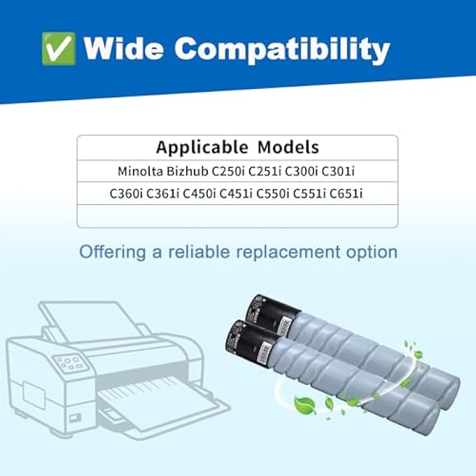 2-PACK TN328K TN328 TN330 TN626 TN628 HIGH YIELD BLACK TONER CARTRIDGE(AAV8130)COMPATIBLE WITH KONICA MINOLTA BIZHUB C250I C251I C300I C301I C360I C361I C450I C451I C550I C551I C651I PRINTERS - Image 2