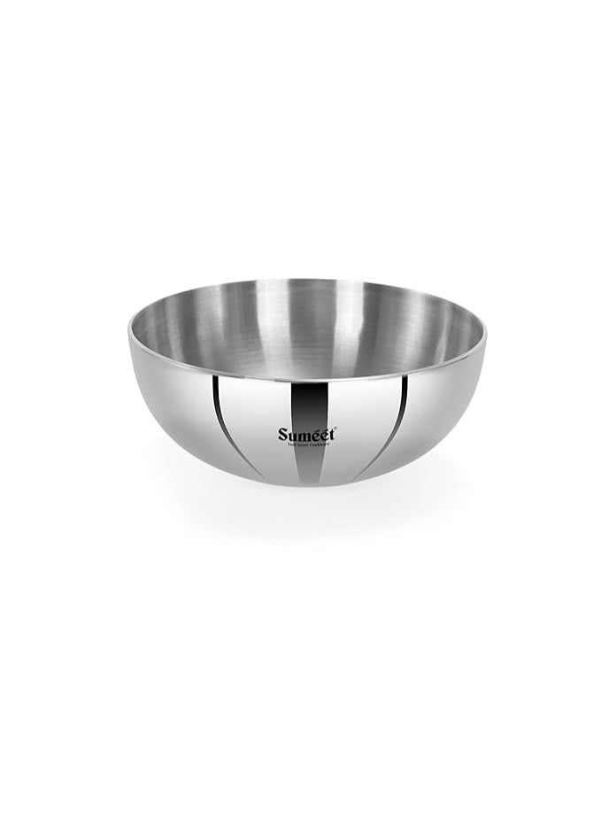 Sumeet ISI Certified Cook Smart TriPly Steel-Aluminium-Steel 3 Layer Round Bottom Tasra - 20cm, 1.700Ltr, Silver - Image 1
