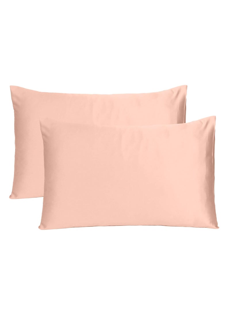 Handmade Fashion Decor Hub Satin Pillow Case 300 TC Pillow Covers Soft and Comfortable Satin Pillow Cover Pillowcase Silky for Hair and Skin Bedroom Set of 2PC Terracotta Standard 20x26 Inch  - Image 1