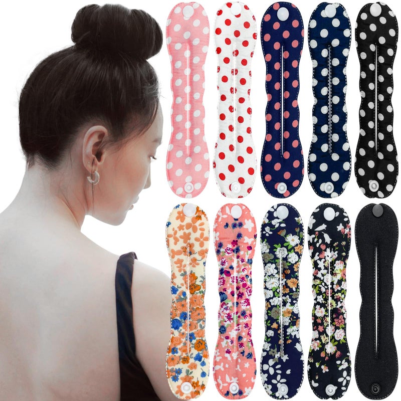 Aswewamt 10 Pcs Hair Bun Maker French Magic Twist Donut Hair Bun Snap Roll Sponge Bun Donut Lazy Hair Curler Tool Flexible Chignon Donut Quick Twister Hair Styling Accessories for Women Girls (9 INCH) - Image 1