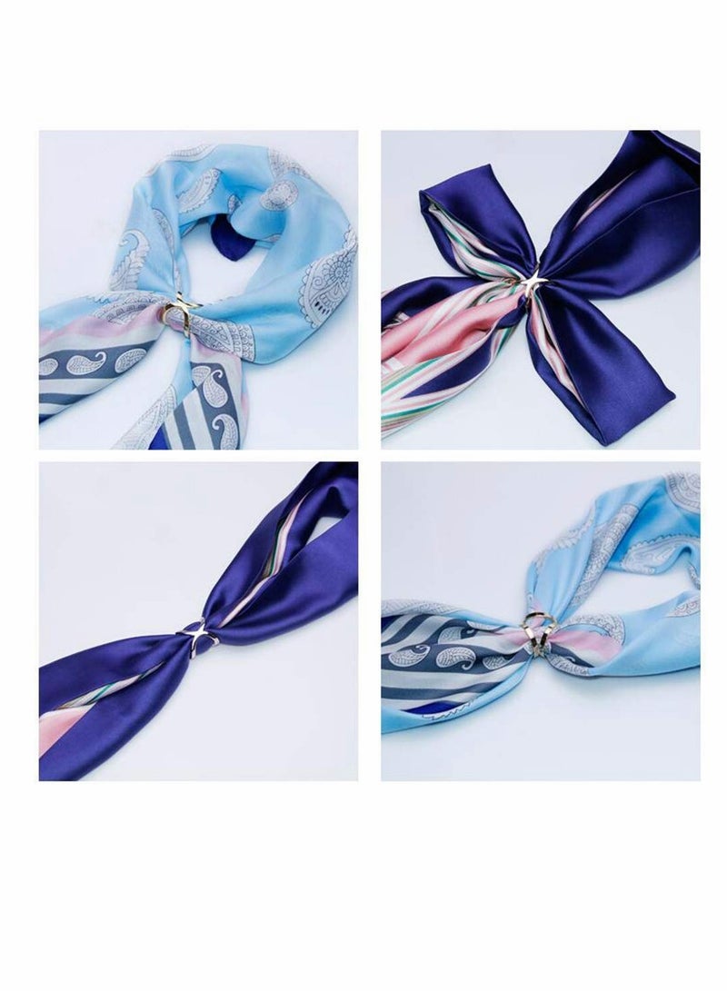 Excefore Fashion Scarf Ring Buckle Simple Modern Scarf X Shaped Clamp Clasp Clips Clothing Wrap Holder Decoration Accessories for Neckerchief Shawl (Gold+Silver) 2Pcs - Image 4
