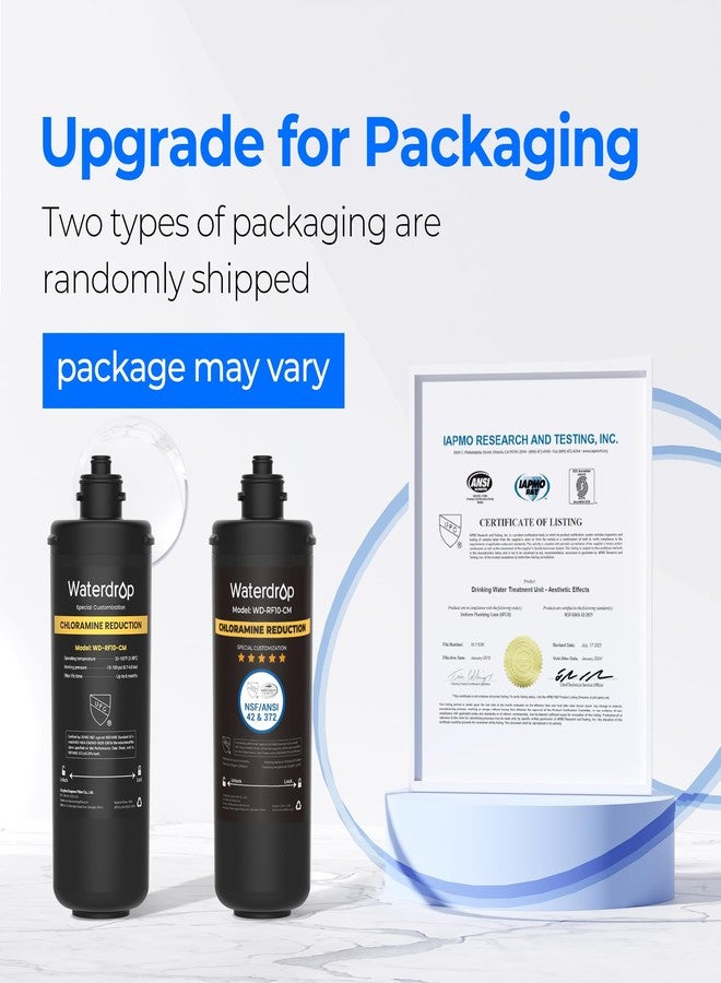 ووتر دروب خرطوشة فلتر بديلة Waterdrop RF10-CM لفلتر المياه 10UB-CM تحت الحوض، تقلل 99% من الكلورامين والكلور والطعم والرائحة الكريهة، معتمدة من NSF/ANSI 42 - Image 3