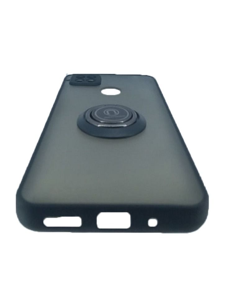 غطاء حماية خلفي مدخن شبه شفاف مع حلقة معدنية لهاتف Xiaomi Redmi 9C أسود - Image 2