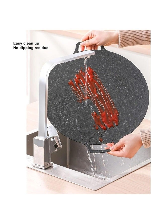 هابي هوم مقلاة شواء حجرية طبية متعددة الوظائف غير لاصقة، مقلاة شواء كورية للشواء، صينية خبز، صينية خبز منزلية محمولة مع مقبض مزدوج للمطبخ المنزلي والسفر والتخييم، 36 سم - Image 5