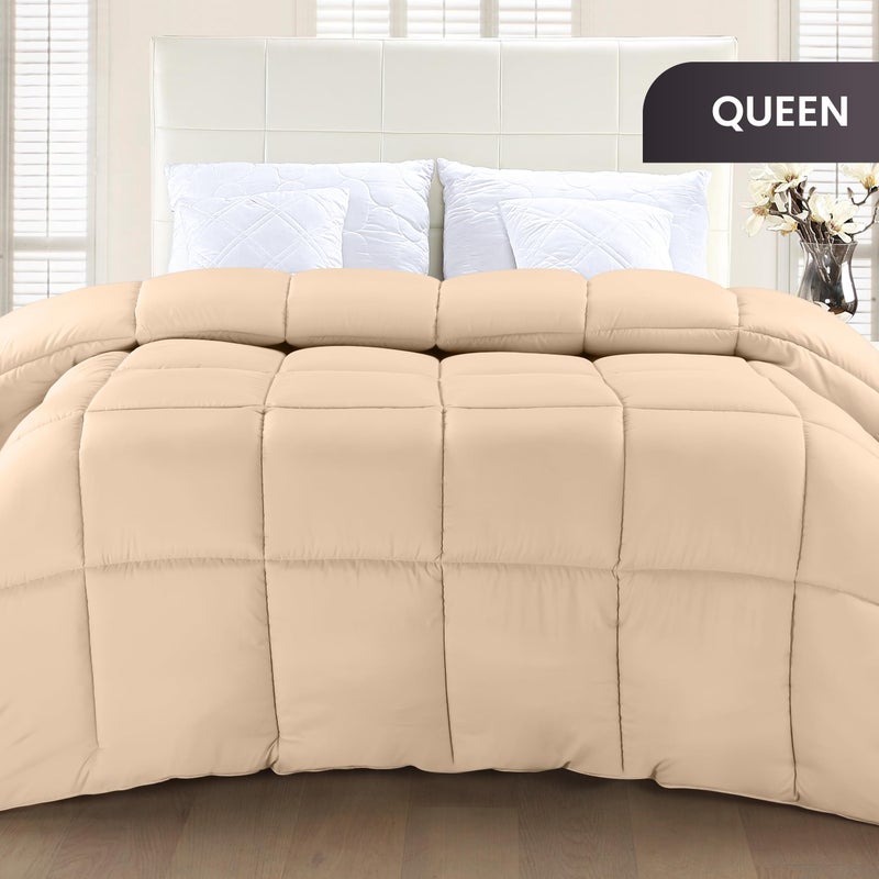 Utopia Bedding Comforter Duvet Insert, Quilted Comforter with Corner Tabs, Box Stitched Down Alternative Comforters Queen Size (Beige) - Image 2