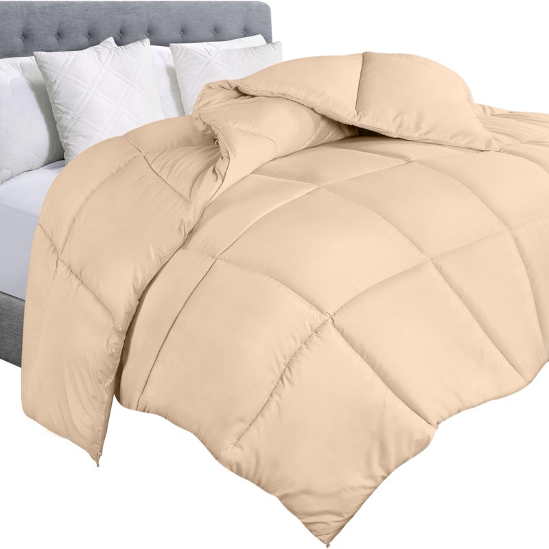 Utopia Bedding Comforter Duvet Insert, Quilted Comforter with Corner Tabs, Box Stitched Down Alternative Comforters Queen Size (Beige) - Image 1