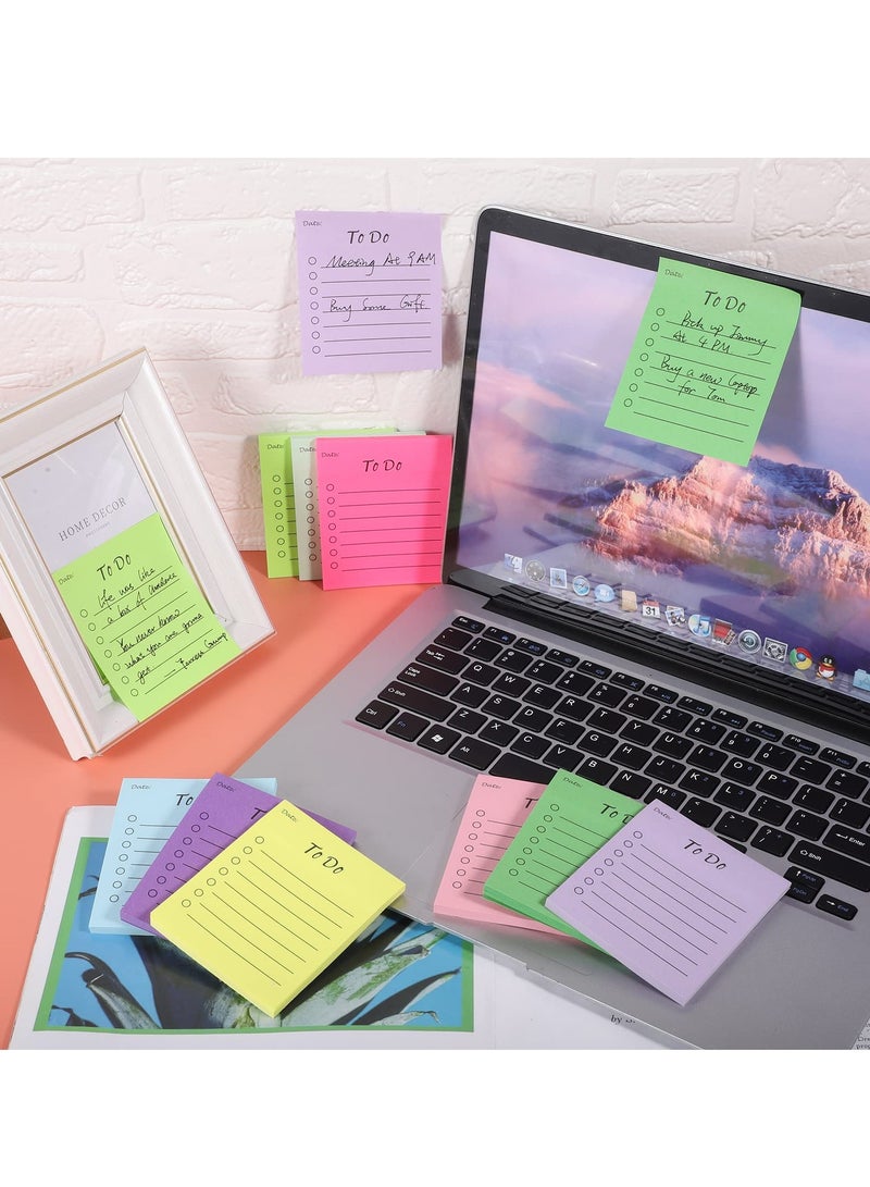 KASTWAVE 450 Sheets 9 Pads to Do List Sticky Notes, 3.5x3 in Lined Sticky Notes Adhesive Cute to Do List Notepad for Planner Checklist Office Supplies, Daily Shopping Planner List, 9 Colors - Image 3