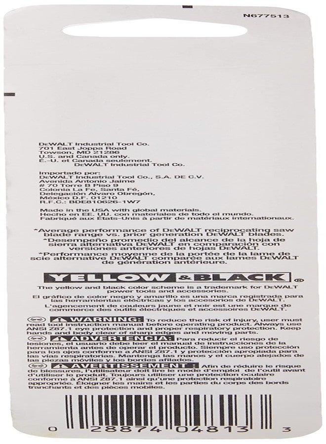 DEWALT Reciprocating Saw Blades, Straight Back, Bi-Metal, 6-Inch 24 TPI, 5-Pack (DW4813) - Image 5