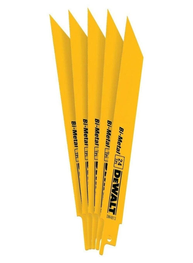 DEWALT Reciprocating Saw Blades, Straight Back, Bi-Metal, 6-Inch 24 TPI, 5-Pack (DW4813) - Image 1