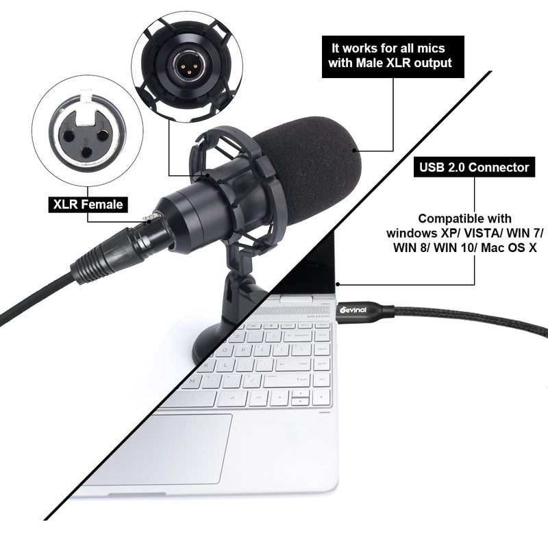 Devinal XLR to USB C Cable, Upgrade USB C Microphone Cable USB Type-C to XLR Female Cord Connector Adapter Compatible with Sumsung Google Huawei Xiaomi Smartphone or MacBook 10 FT - Image 2