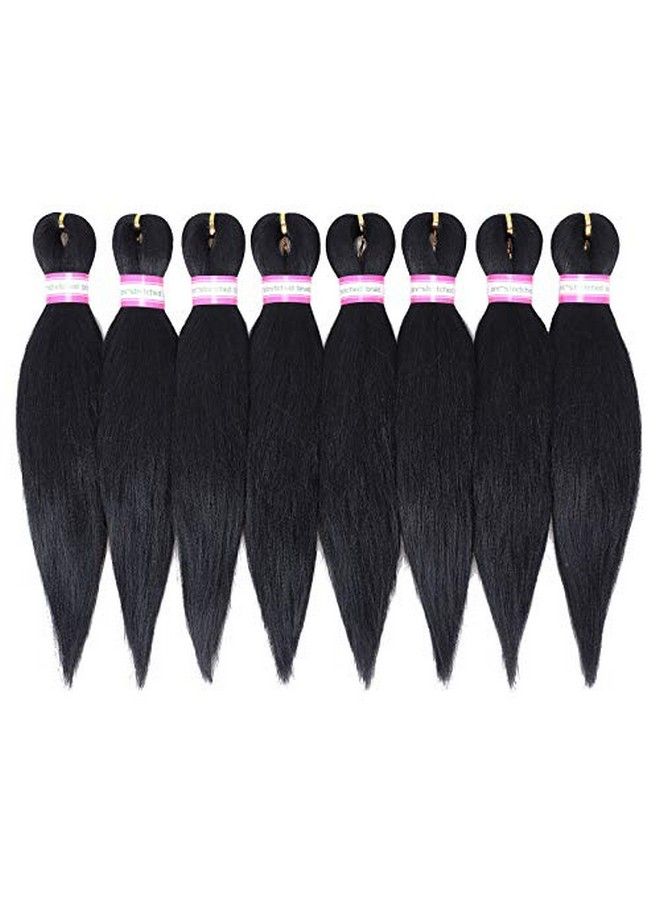 Dorsanee Prestretched Braiding Hair Extensions Black12 Inch 8 Packs Synthetic Braiding Hair Crochet Braids L Easy Braid Crochet Hair Hot Water Setting Professional Soft Yaki Straight Texture (1B) - Image 2
