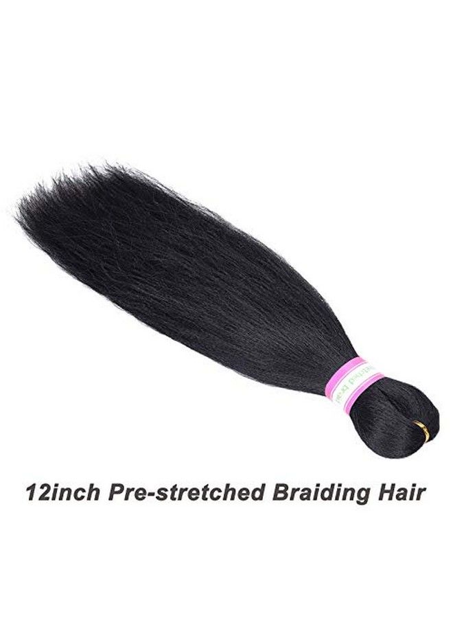 Dorsanee Prestretched Braiding Hair Extensions Black12 Inch 8 Packs Synthetic Braiding Hair Crochet Braids L Easy Braid Crochet Hair Hot Water Setting Professional Soft Yaki Straight Texture (1B) - Image 4
