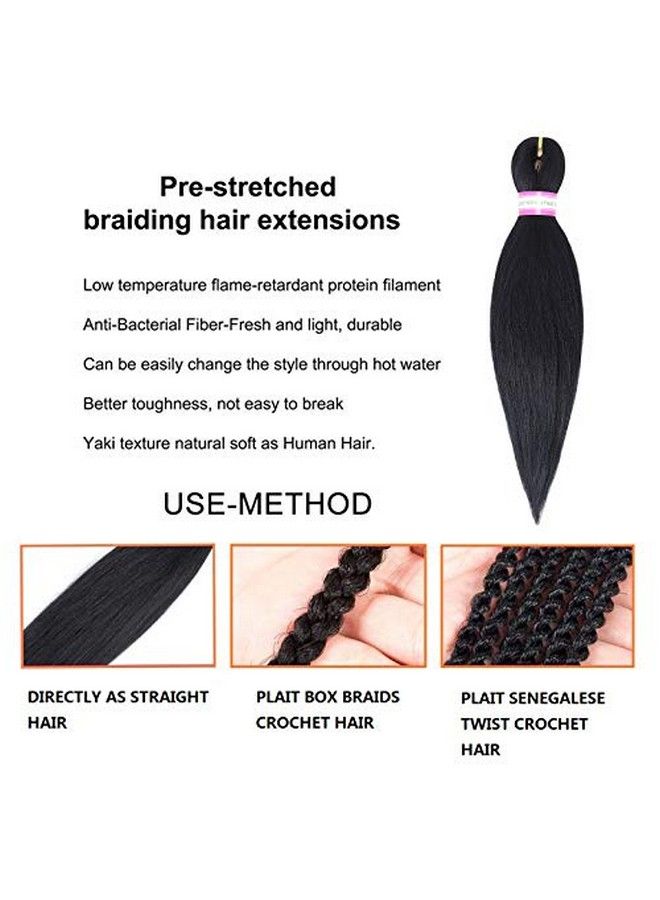 Dorsanee Prestretched Braiding Hair Extensions Black12 Inch 8 Packs Synthetic Braiding Hair Crochet Braids L Easy Braid Crochet Hair Hot Water Setting Professional Soft Yaki Straight Texture (1B) - Image 5