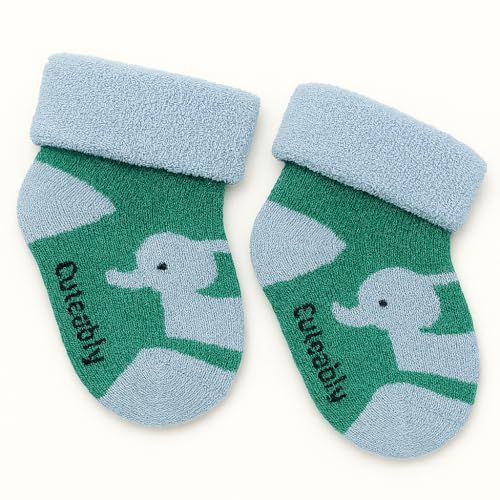 CUTEABLY Baby Socks, 0-12 Months, Cotton Blend, Animal Print Design, Thermal Winter Socks, Multicolour (IN, Age, 6 Months, 12 Months, 6, Multicolour) - Image 2