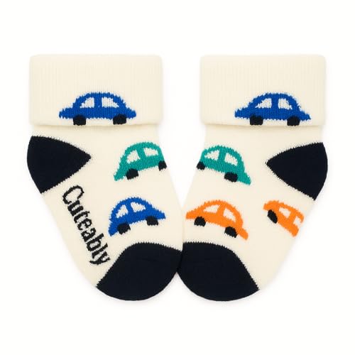 CUTEABLY Baby Socks, 0-12 Months, Cotton Blend, Animal Print Design, Thermal Winter Socks, Multicolour (IN, Age, 6 Months, 12 Months, 6, Multicolour) - Image 3